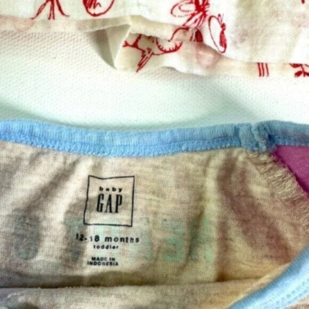 Baby GAP | 2 Piece Top Set Red & White Peasant Glitter Heart Henley Baby 12-18 M